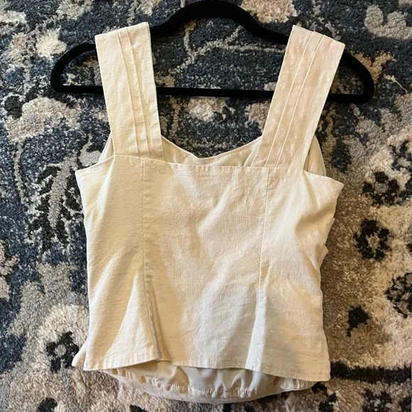 L Express Linen-Blend Ruched Cropped Tank Size XS - Picture 2 of 4